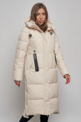 Купить Пальто утепленное молодежное зимнее женское светло-бежевого цвета 52351SB, фото 7