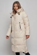 Купить Пальто утепленное молодежное зимнее женское светло-бежевого цвета 52351SB, фото 9