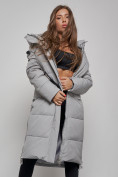 Купить Пальто утепленное молодежное зимнее женское серого цвета 52351Sr, фото 12