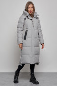 Купить Пальто утепленное молодежное зимнее женское серого цвета 52351Sr, фото 2