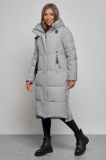 Купить Пальто утепленное молодежное зимнее женское серого цвета 52351Sr, фото 3