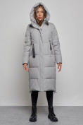 Купить Пальто утепленное молодежное зимнее женское серого цвета 52351Sr, фото 5