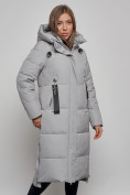 Купить Пальто утепленное молодежное зимнее женское серого цвета 52351Sr, фото 7