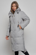 Купить Пальто утепленное молодежное зимнее женское серого цвета 52351Sr, фото 8