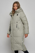 Купить Пальто утепленное молодежное зимнее женское зеленого цвета 52351Z, фото 10