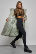 Купить Пальто утепленное молодежное зимнее женское зеленого цвета 52351Z, фото 13
