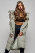 Купить Пальто утепленное молодежное зимнее женское зеленого цвета 52351Z, фото 14