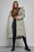 Купить Пальто утепленное молодежное зимнее женское зеленого цвета 52351Z, фото 15