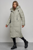 Купить Пальто утепленное молодежное зимнее женское зеленого цвета 52351Z, фото 2