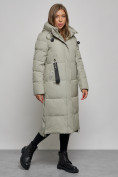 Купить Пальто утепленное молодежное зимнее женское зеленого цвета 52351Z, фото 3