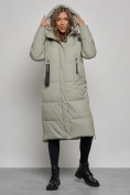 Купить Пальто утепленное молодежное зимнее женское зеленого цвета 52351Z, фото 5