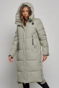 Купить Пальто утепленное молодежное зимнее женское зеленого цвета 52351Z, фото 6