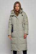 Купить Пальто утепленное молодежное зимнее женское зеленого цвета 52351Z, фото 8