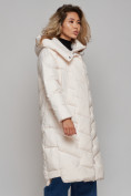 Купить Пальто утепленное молодежное зимнее женское бежевого цвета 52355B, фото 10