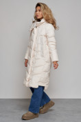 Купить Пальто утепленное молодежное зимнее женское бежевого цвета 52355B, фото 11