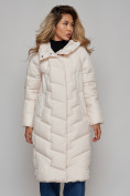 Купить Пальто утепленное молодежное зимнее женское бежевого цвета 52355B, фото 13