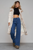 Купить Пальто утепленное молодежное зимнее женское бежевого цвета 52355B, фото 22