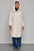 Купить Пальто утепленное молодежное зимнее женское бежевого цвета 52355B, фото 4