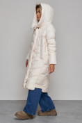 Купить Пальто утепленное молодежное зимнее женское бежевого цвета 52355B, фото 6