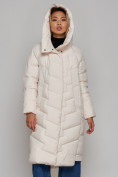 Купить Пальто утепленное молодежное зимнее женское бежевого цвета 52355B, фото 7
