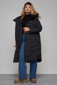 Купить Пальто утепленное молодежное зимнее женское черного цвета 52355Ch, фото 17