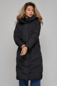 Купить Пальто утепленное молодежное зимнее женское черного цвета 52355Ch, фото 20