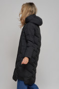 Купить Пальто утепленное молодежное зимнее женское черного цвета 52355Ch, фото 3
