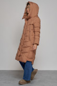 Купить Пальто утепленное молодежное зимнее женское коричневого цвета 52355K, фото 7