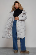 Купить Пальто утепленное молодежное зимнее женское светло-серого цвета 52355SS, фото 17