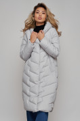 Купить Пальто утепленное молодежное зимнее женское светло-серого цвета 52355SS, фото 19