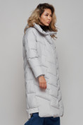 Купить Пальто утепленное молодежное зимнее женское светло-серого цвета 52355SS, фото 2
