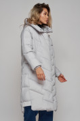 Купить Пальто утепленное молодежное зимнее женское светло-серого цвета 52355SS, фото 20