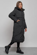 Купить Пальто утепленное молодежное зимнее женское черного цвета 52356Ch, фото 2