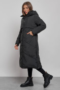 Купить Пальто утепленное молодежное зимнее женское черного цвета 52356Ch, фото 3