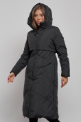 Купить Пальто утепленное молодежное зимнее женское черного цвета 52356Ch, фото 6