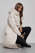 Купить Пальто утепленное молодежное зимнее женское светло-бежевого цвета 52356SB, фото 13