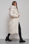 Купить Пальто утепленное молодежное зимнее женское светло-бежевого цвета 52356SB, фото 14