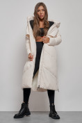 Купить Пальто утепленное молодежное зимнее женское светло-бежевого цвета 52356SB, фото 16
