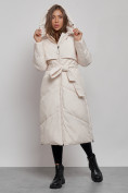 Купить Пальто утепленное молодежное зимнее женское светло-бежевого цвета 52356SB, фото 5