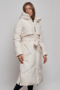 Купить Пальто утепленное молодежное зимнее женское светло-бежевого цвета 52356SB, фото 9