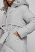 Купить Пальто утепленное молодежное зимнее женское светло-серого цвета 52356SS, фото 10
