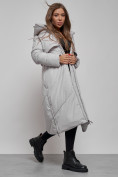 Купить Пальто утепленное молодежное зимнее женское светло-серого цвета 52356SS, фото 12