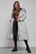 Купить Пальто утепленное молодежное зимнее женское светло-серого цвета 52356SS, фото 13