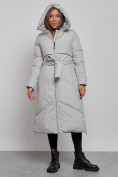 Купить Пальто утепленное молодежное зимнее женское светло-серого цвета 52356SS, фото 5