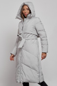 Купить Пальто утепленное молодежное зимнее женское светло-серого цвета 52356SS, фото 6