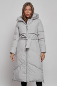 Купить Пальто утепленное молодежное зимнее женское светло-серого цвета 52356SS, фото 7