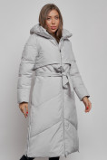 Купить Пальто утепленное молодежное зимнее женское светло-серого цвета 52356SS, фото 8