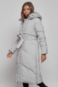 Купить Пальто утепленное молодежное зимнее женское светло-серого цвета 52356SS, фото 9