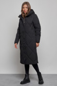 Купить Пальто утепленное молодежное зимнее женское черного цвета 52358Ch, фото 3
