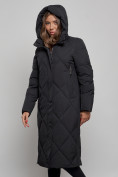 Купить Пальто утепленное молодежное зимнее женское черного цвета 52358Ch, фото 7